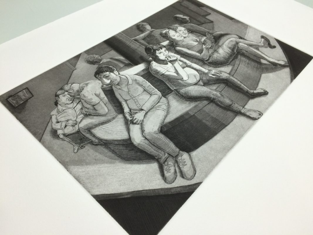 Artist: Tyler Bright Hilton - From the etching series Minmei Madelynne Pryor on the Trail of a Liar