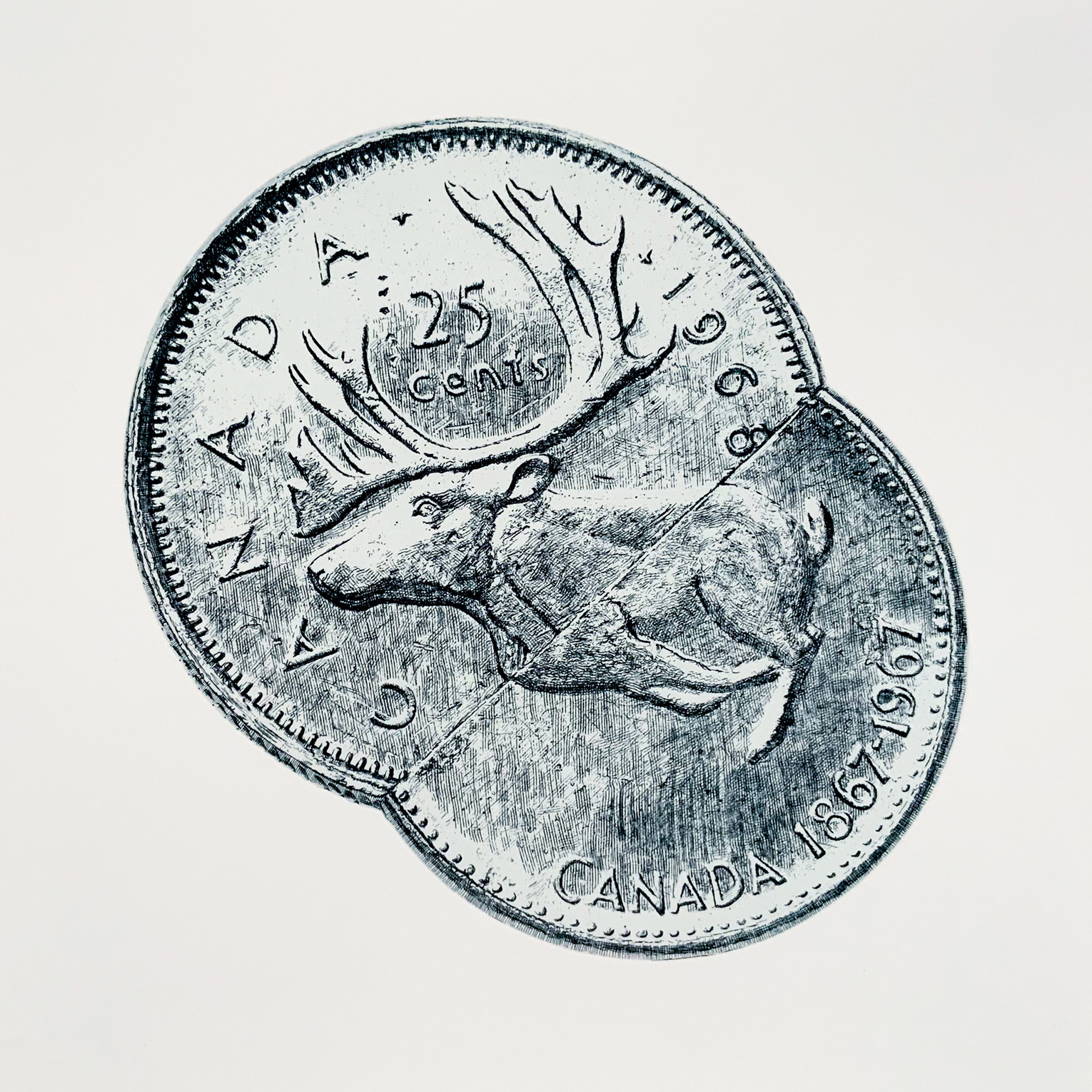Micah Adams - Caribou/hare, 2021 Smokestack Quarterly Print