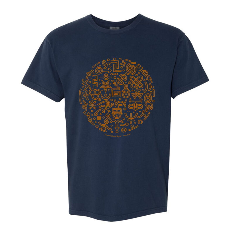 Don Carr - Serendipitous Signs (navy) t-shirt, 2025