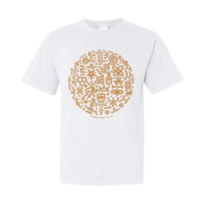 Don Carr - Serendipitous Signs (white) t-shirt, 2025
