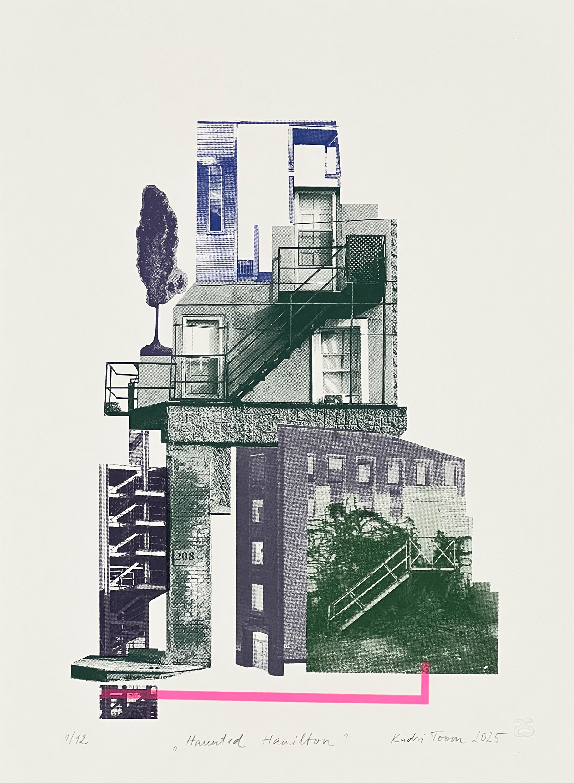 Kadri Toom - Haunted Hamilton, 15" x 11", silkscreen, edition of 12, 2025