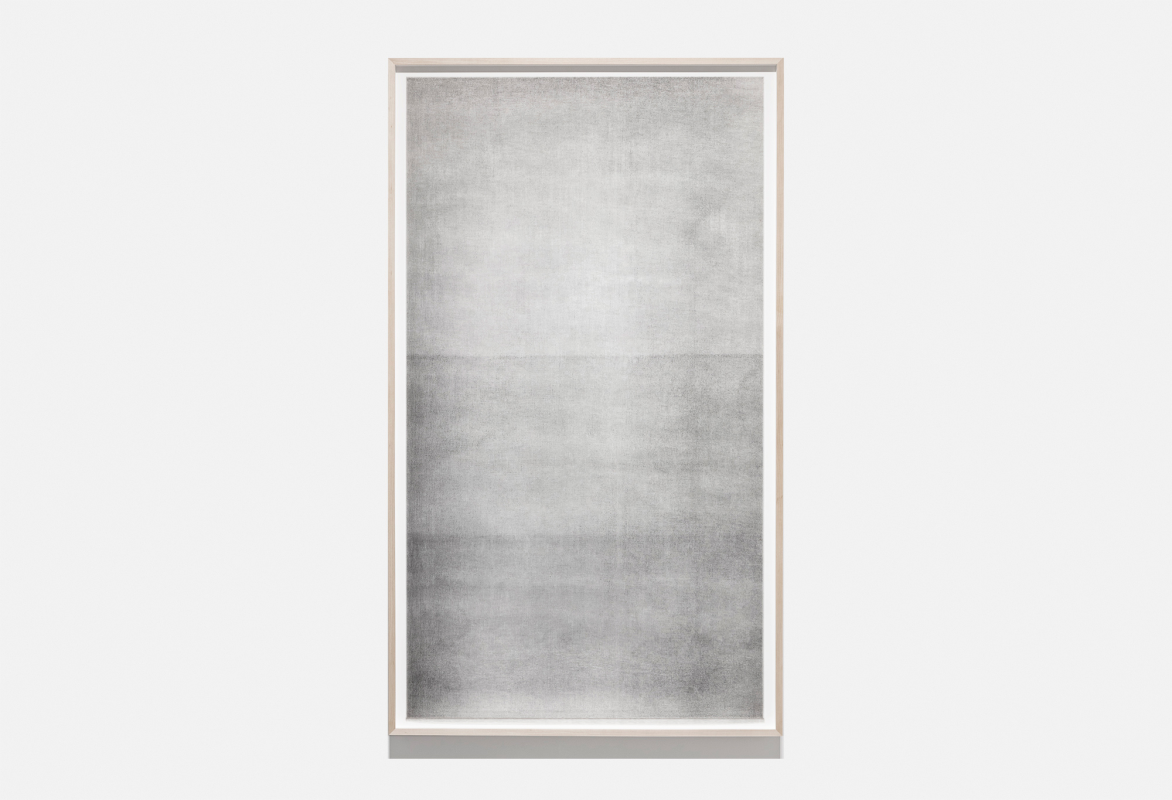 Jim Verburg - Untitled (other than what is known #8, from the series A Certain Silence), 60.5" x 35.5", 2 layers, oil-based paint, graphite and charcoal on tarlatan, 2018