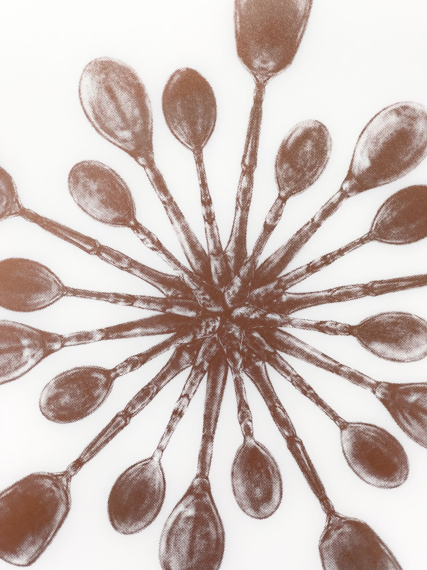 Laine Groeneweg - Cluster, 14" x 14", silkscreen and copper on mylar, edition of 9, 2026, detail