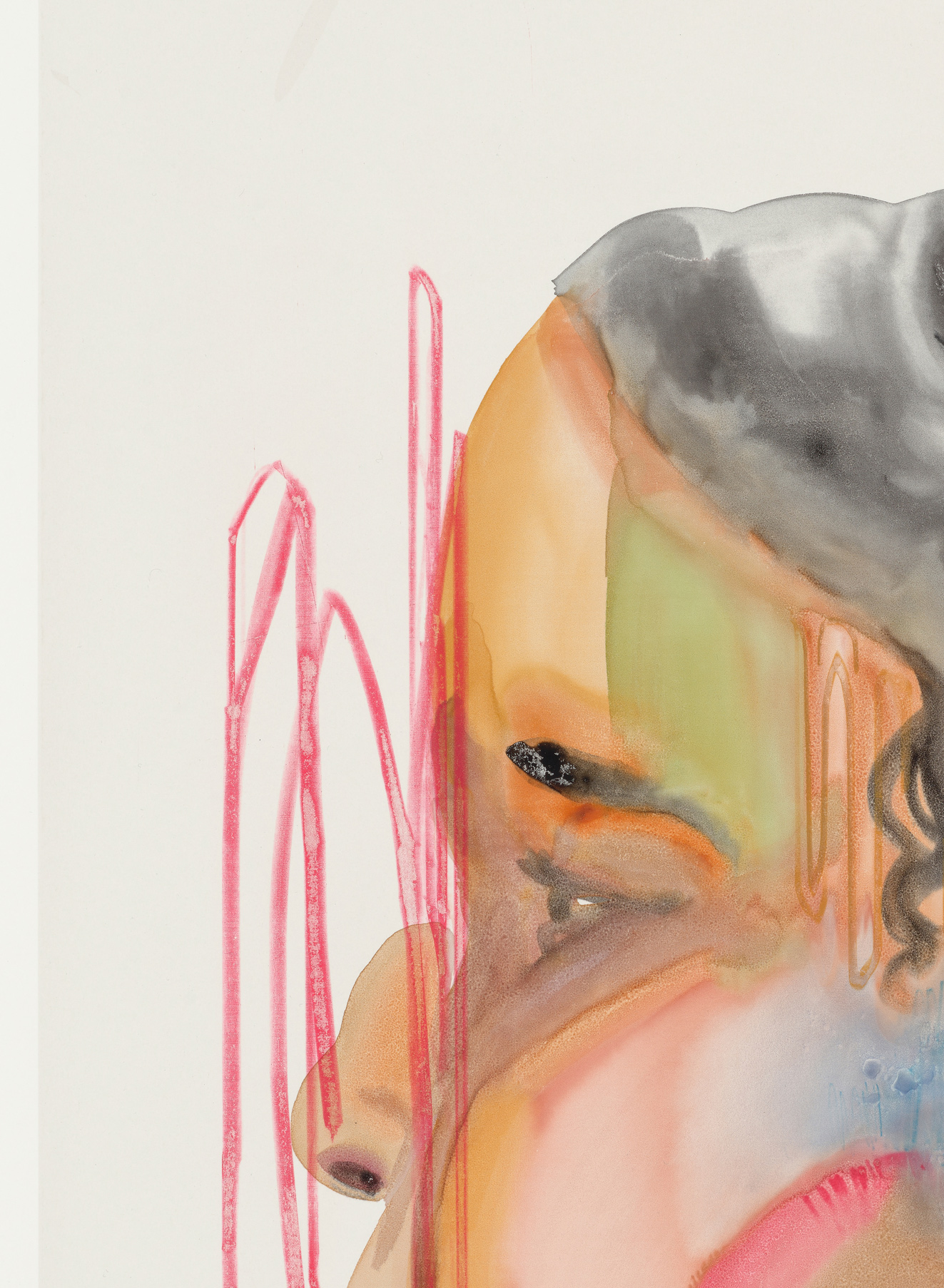 Elicser Elliott - We Don't Even Talk Anymore, 30" x 22", silkscreen print with hand-painted embellishments, 2026, detail