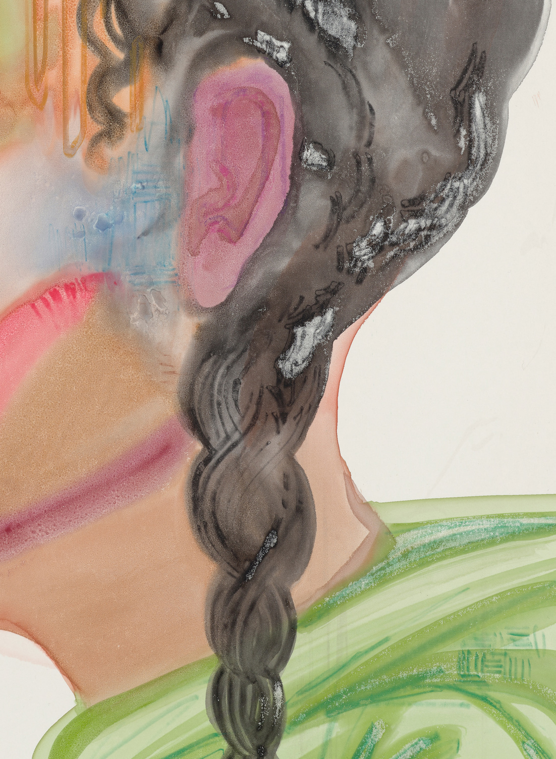 Elicser Elliott - We Don't Even Talk Anymore, 30" x 22", silkscreen print with hand-painted embellishments, 2026, detail