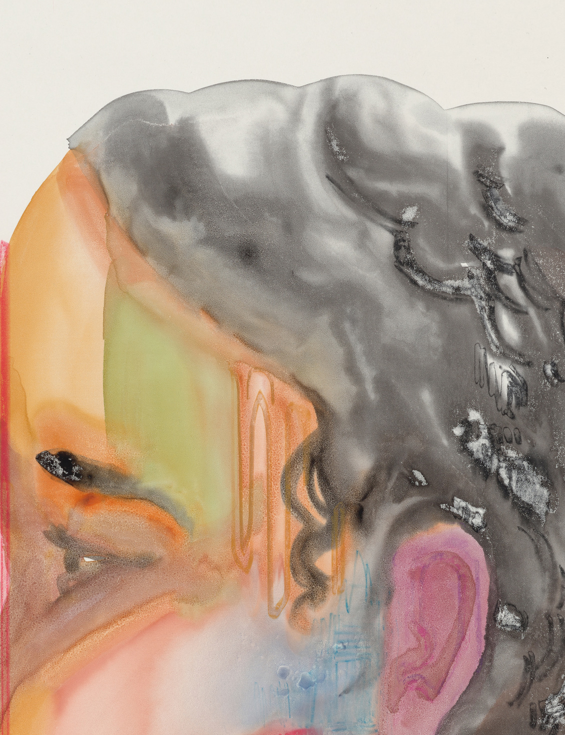 Elicser Elliott - We Don't Even Talk Anymore, 30" x 22", silkscreen print with hand-painted embellishments, 2026, detail