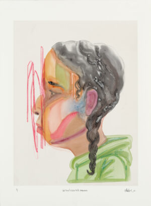 Elicser Elliott - We Don't Even Talk Anymore, 30" x 22", silkscreen print with hand-painted embellishments, 2026