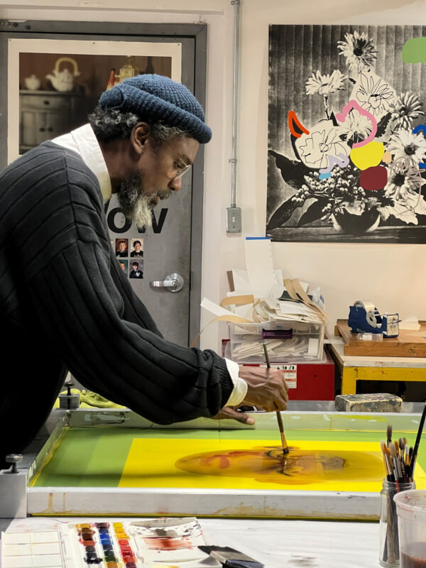 Elicser Elliott - silkscreen with hand-painted embellishments, behind-the-scenes, 2026