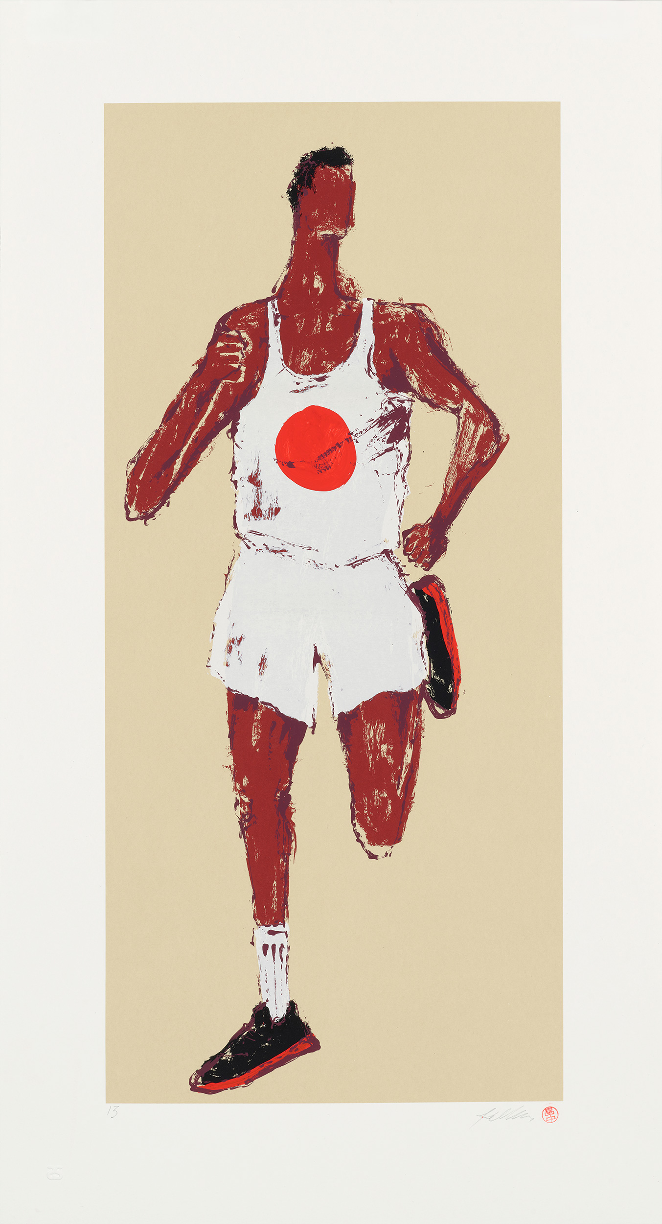 Kellen Hatanaka - Marathon 13, 30.5" x 17", silkscreen print with hand-painted embellishments, 2026