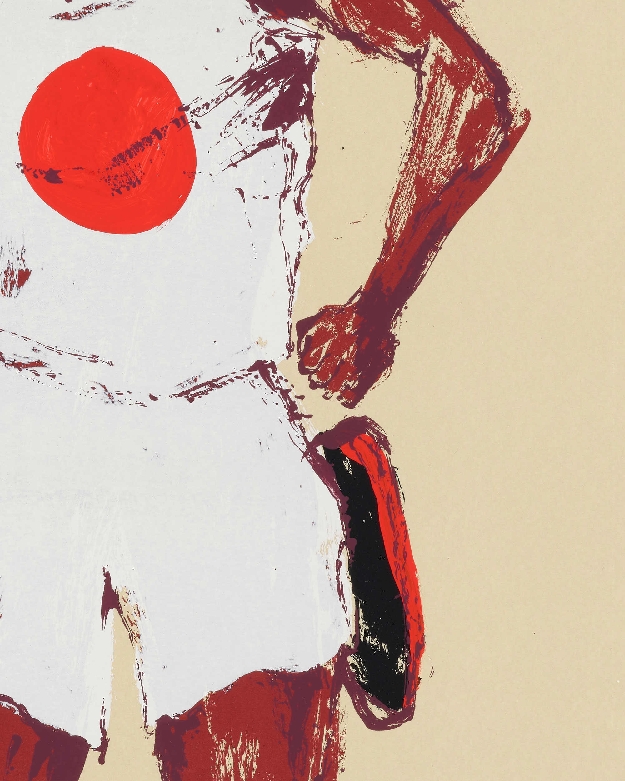 Kellen Hatanaka - Marathon 13 (detail), 30.5" x 17", silkscreen print with hand-painted embellishments, 2026