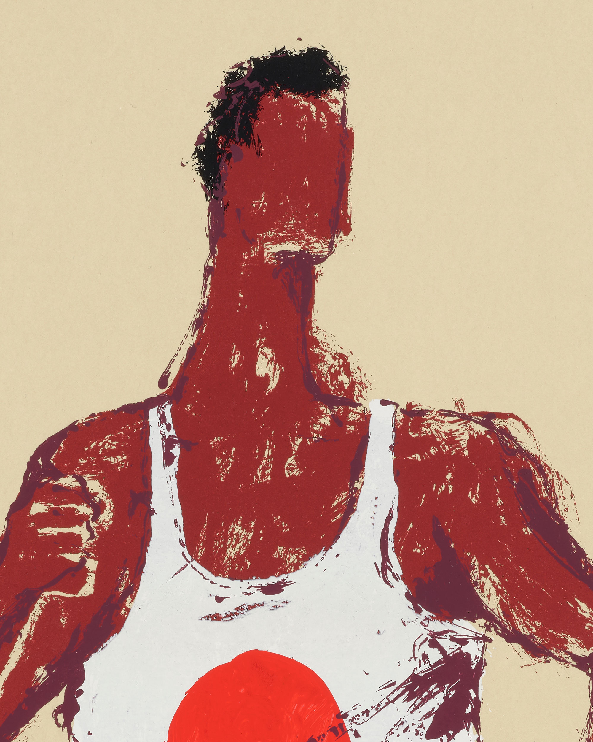 Kellen Hatanaka - Marathon 13 (detail), 30.5" x 17", silkscreen print with hand-painted embellishments, 2026