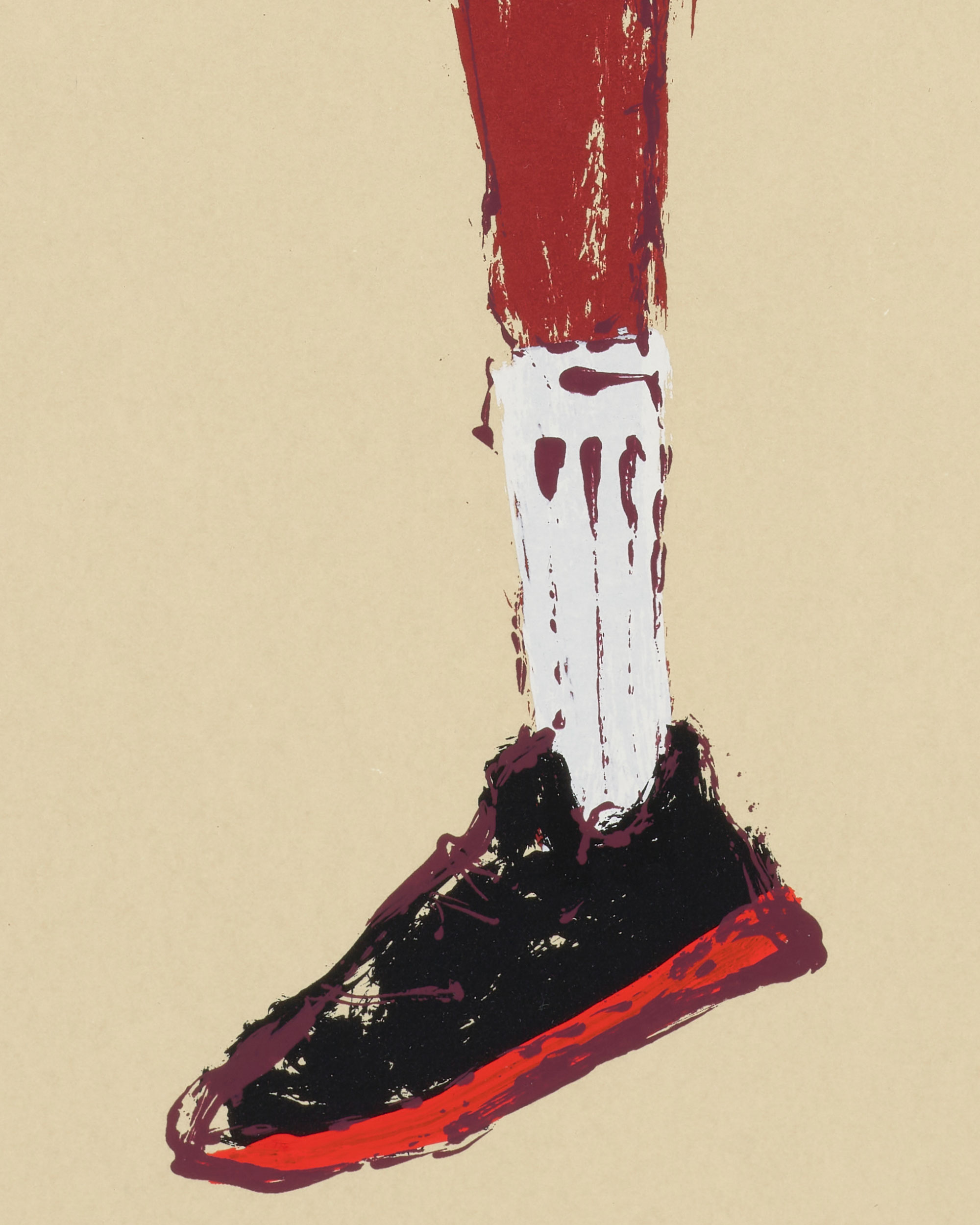 Kellen Hatanaka - Marathon 13 (detail), 30.5" x 17", silkscreen print with hand-painted embellishments, 2026