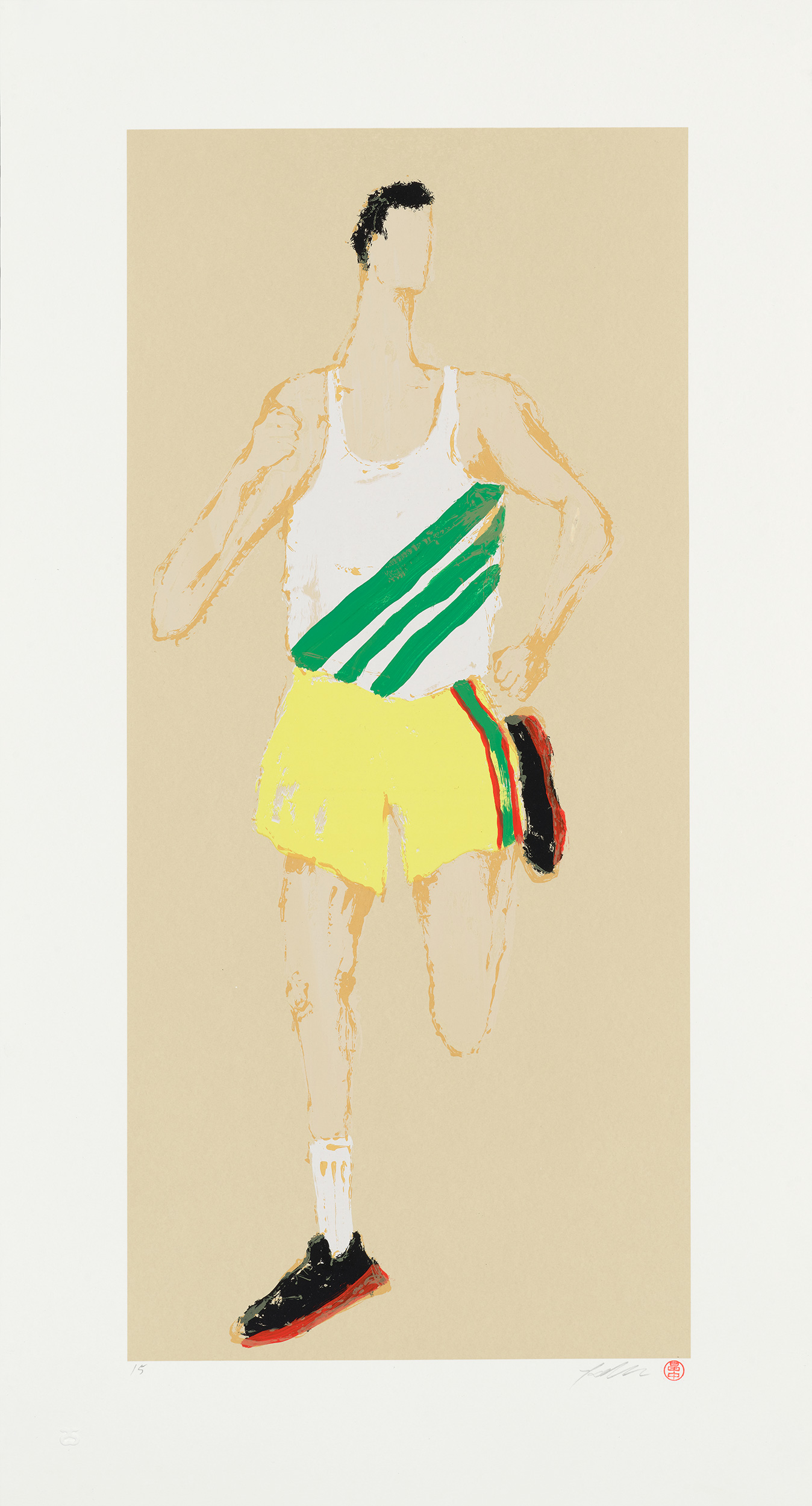 Kellen Hatanaka - Marathon 15, 30.5" x 17", silkscreen print with hand-painted embellishments, 2026