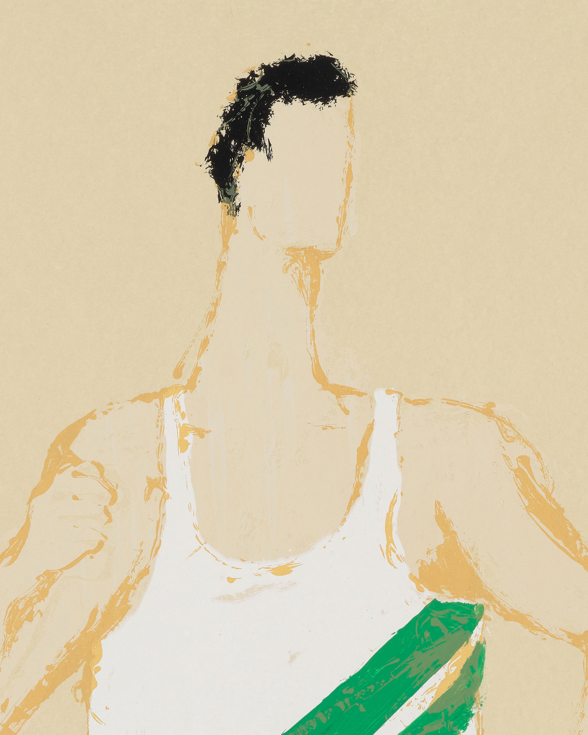 Kellen Hatanaka - Marathon 15 (detail), 30.5" x 17", silkscreen print with hand-painted embellishments, 2026