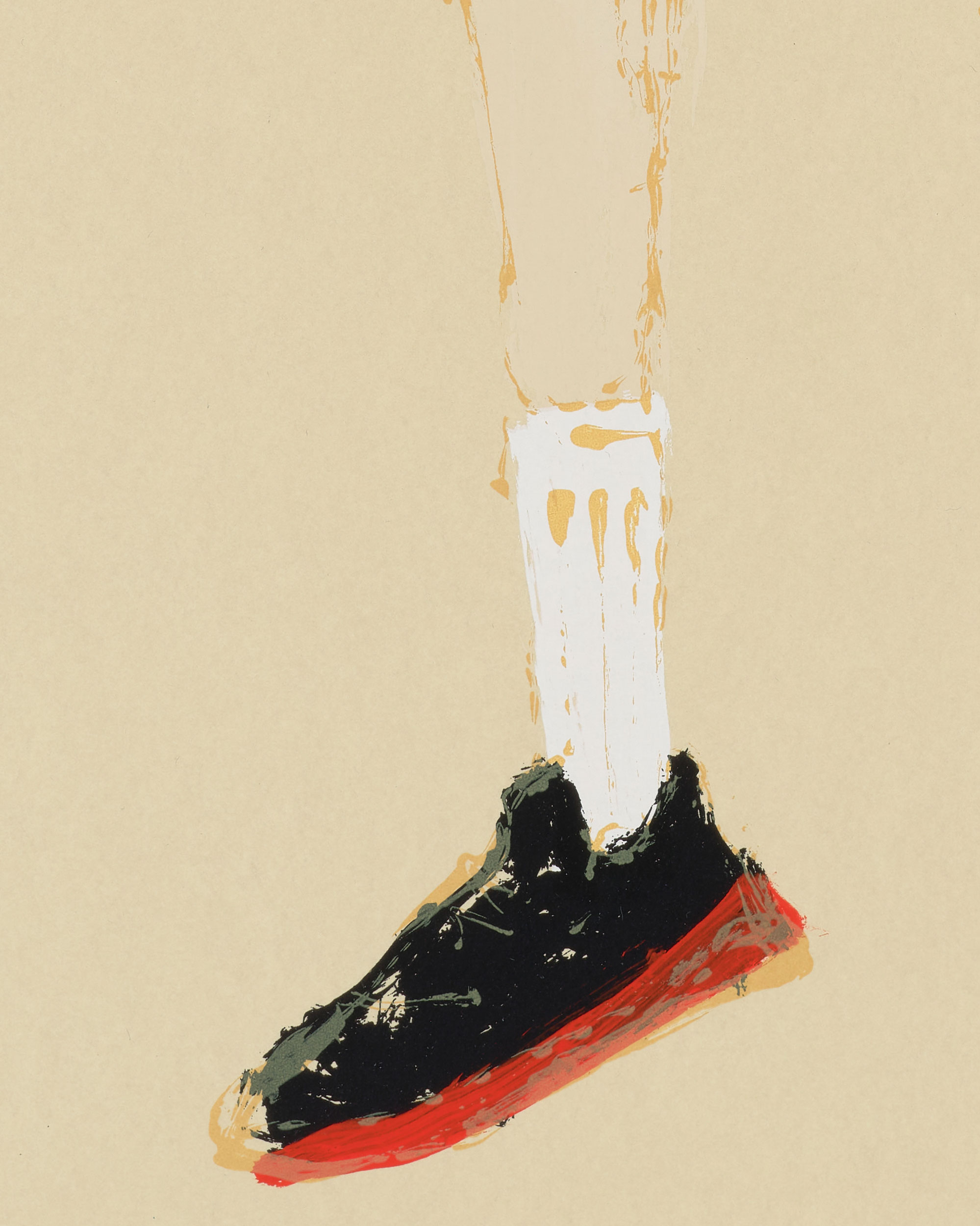 Kellen Hatanaka - Marathon 15 (detail), 30.5" x 17", silkscreen print with hand-painted embellishments, 2026