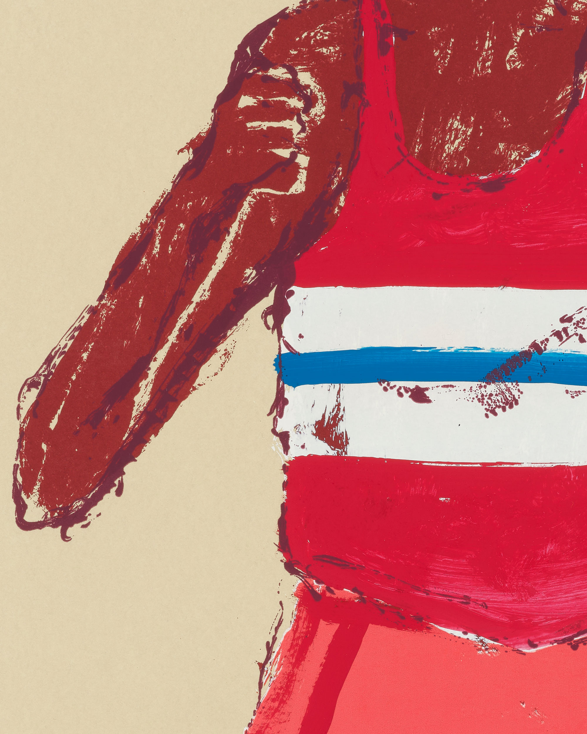 Kellen Hatanaka - Marathon 16 (detail), 30.5" x 17", silkscreen print with hand-painted embellishments, 2026
