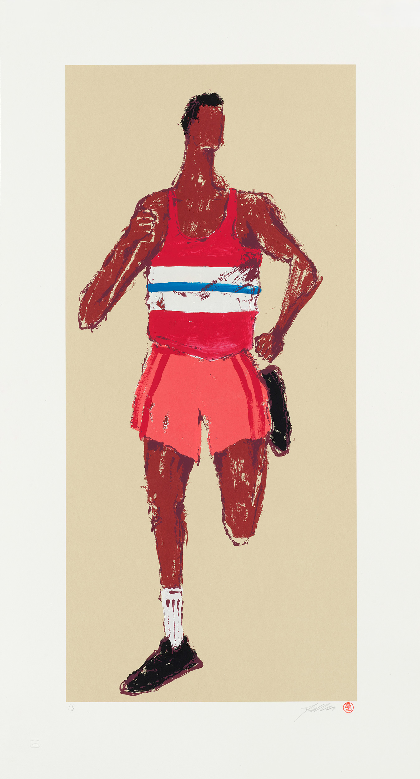Kellen Hatanaka - Marathon 16, 30.5" x 17", silkscreen print with hand-painted embellishments, 2026