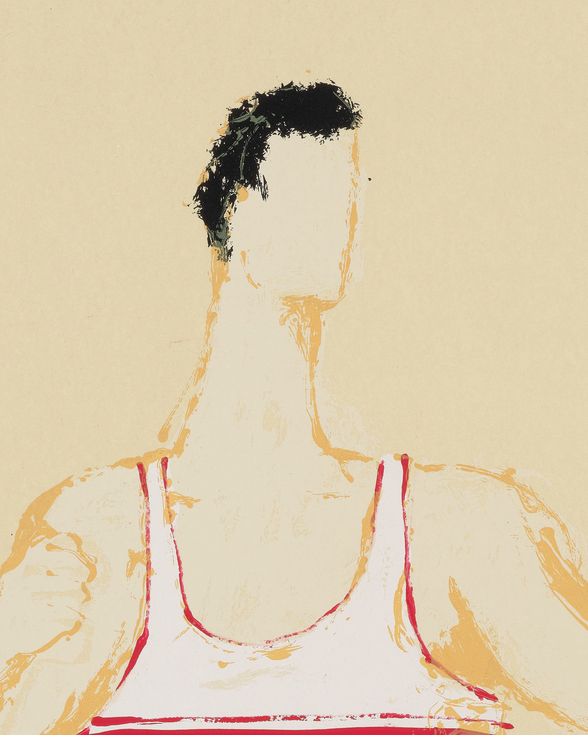 Kellen Hatanaka - Marathon 17 (detail), 30.5" x 17", silkscreen print with hand-painted embellishments, 2026