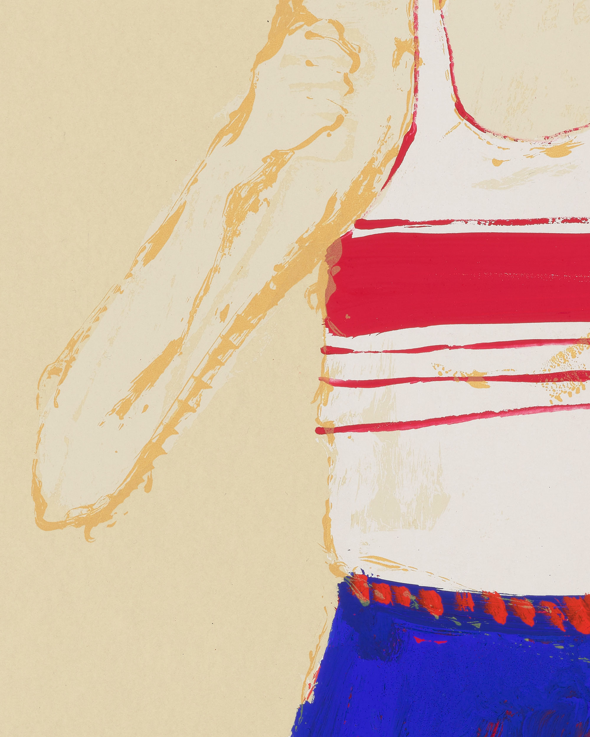 Kellen Hatanaka - Marathon 17 (detail), 30.5" x 17", silkscreen print with hand-painted embellishments, 2026