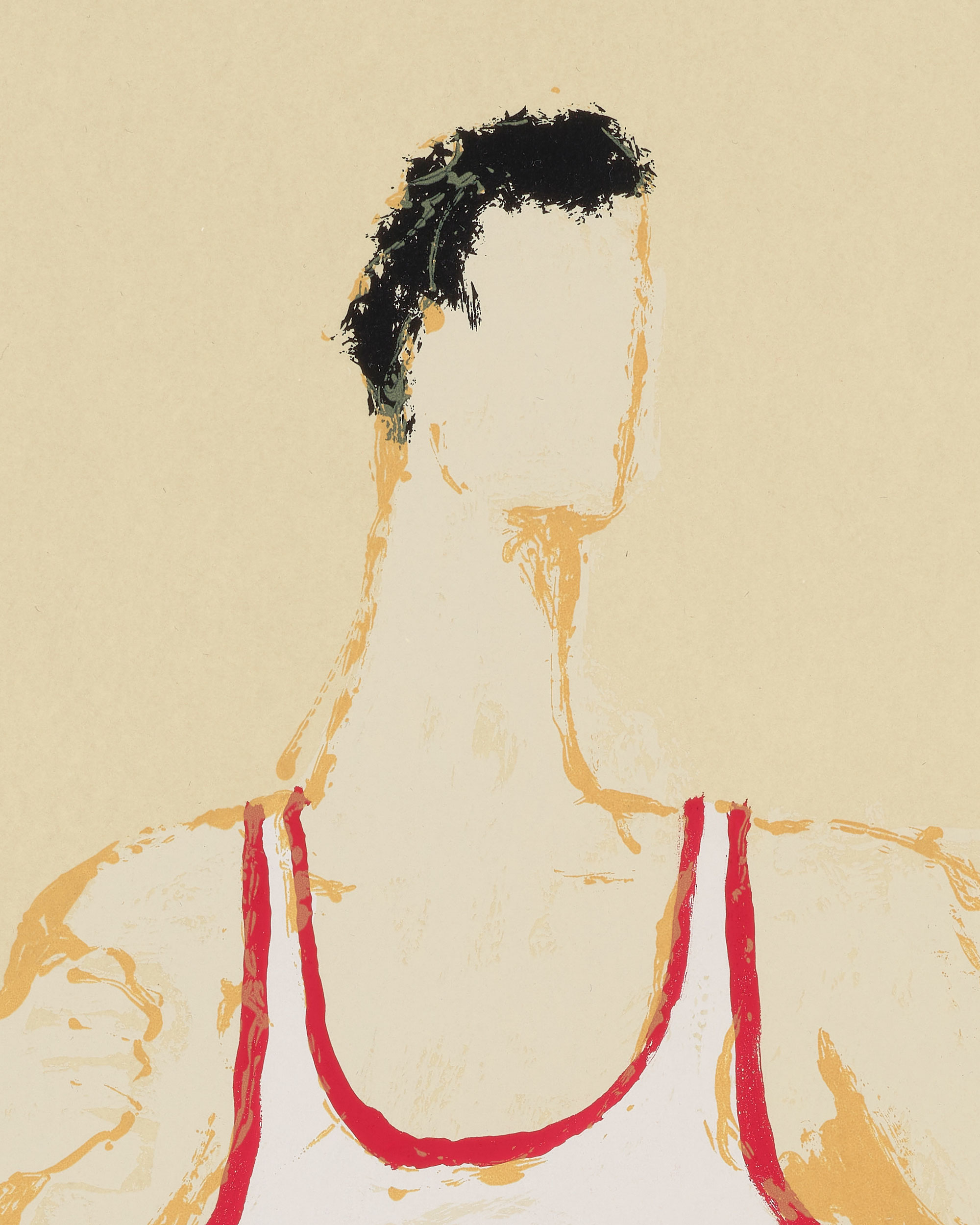 Kellen Hatanaka - Marathon 18 (detail), 30.5" x 17", silkscreen print with hand-painted embellishments, 2026