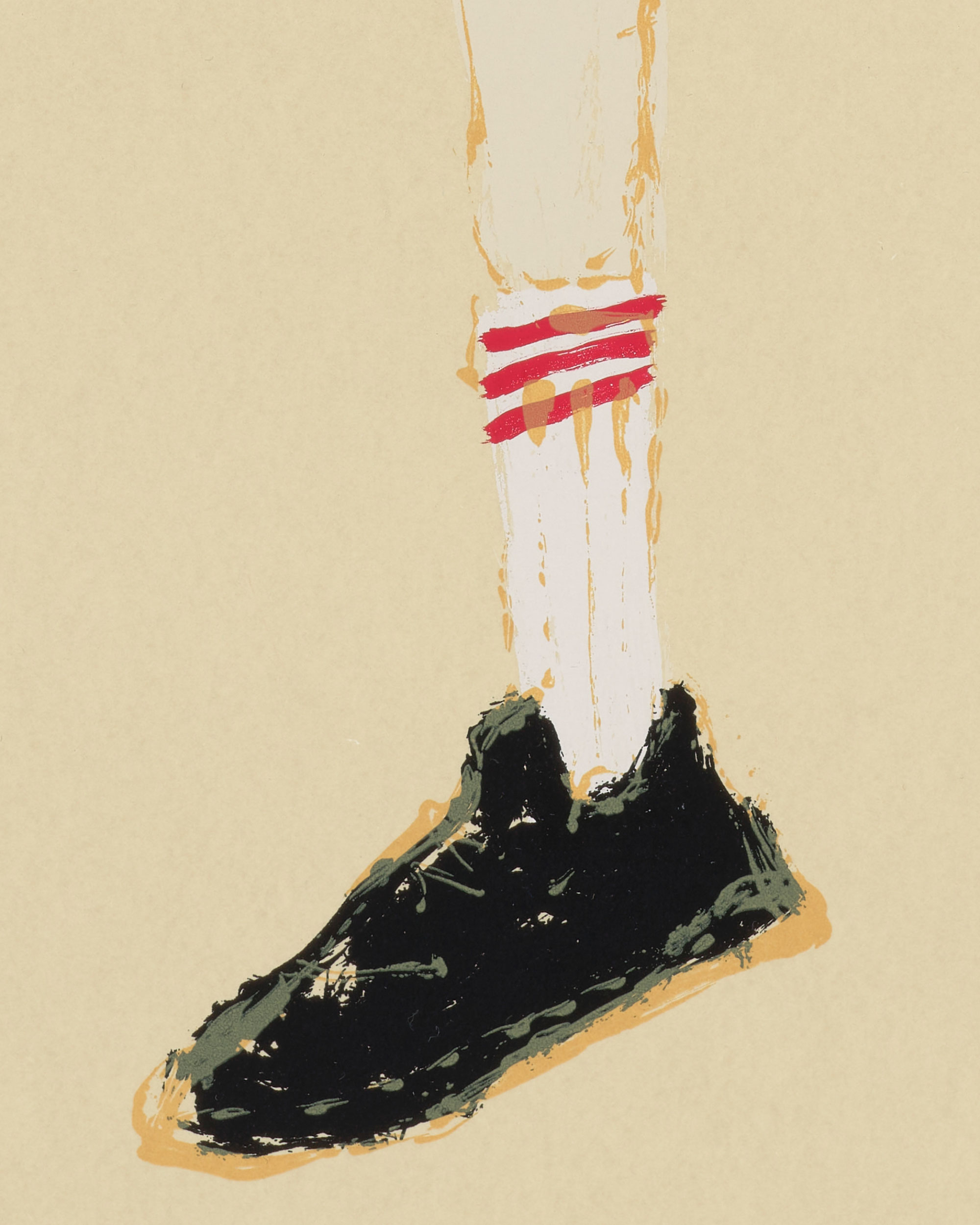 Kellen Hatanaka - Marathon 18 (detail), 30.5" x 17", silkscreen print with hand-painted embellishments, 2026