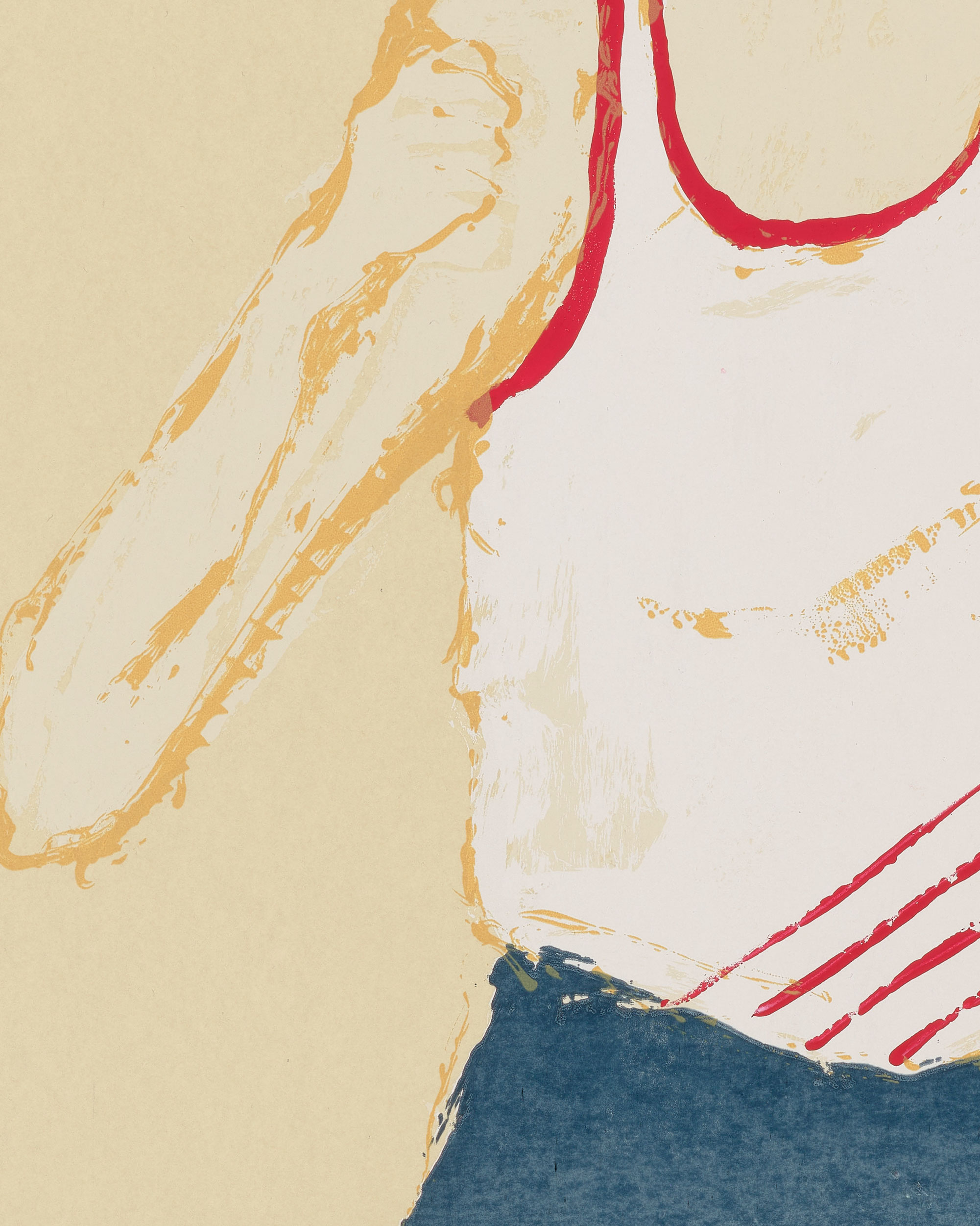 Kellen Hatanaka - Marathon 18 (detail), 30.5" x 17", silkscreen print with hand-painted embellishments, 2026