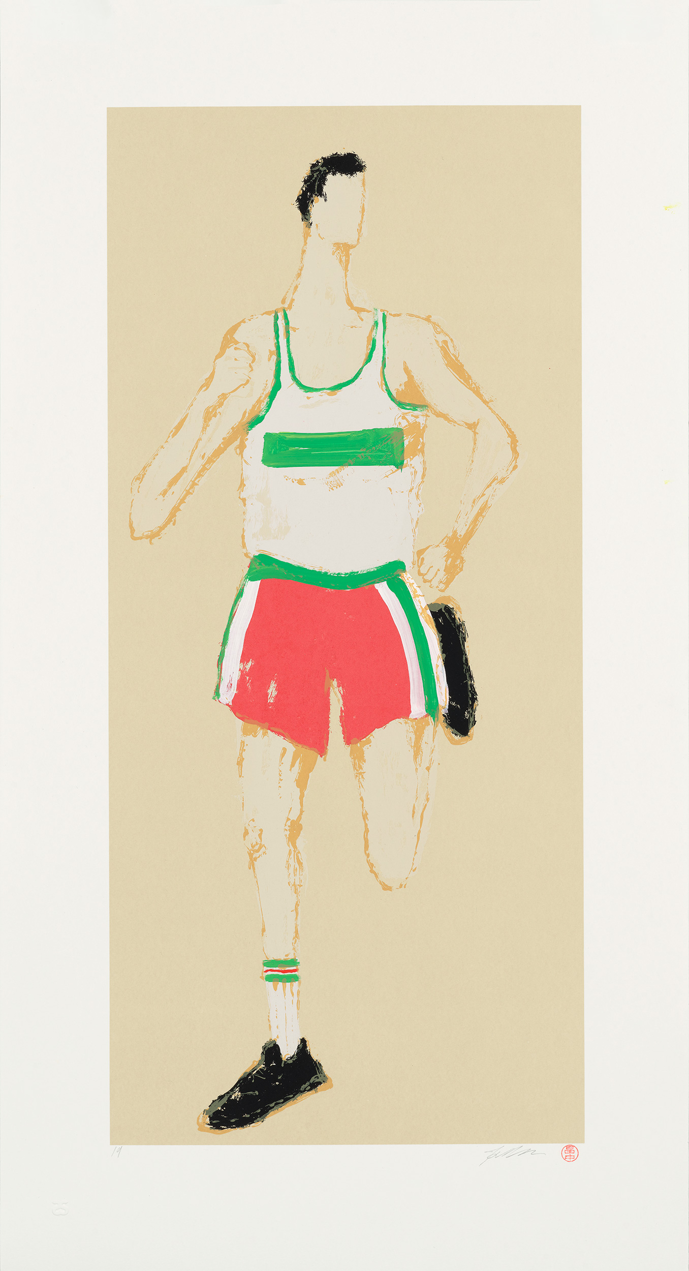 Kellen Hatanaka - Marathon 19, 30.5" x 17", silkscreen print with hand-painted embellishments, 2026