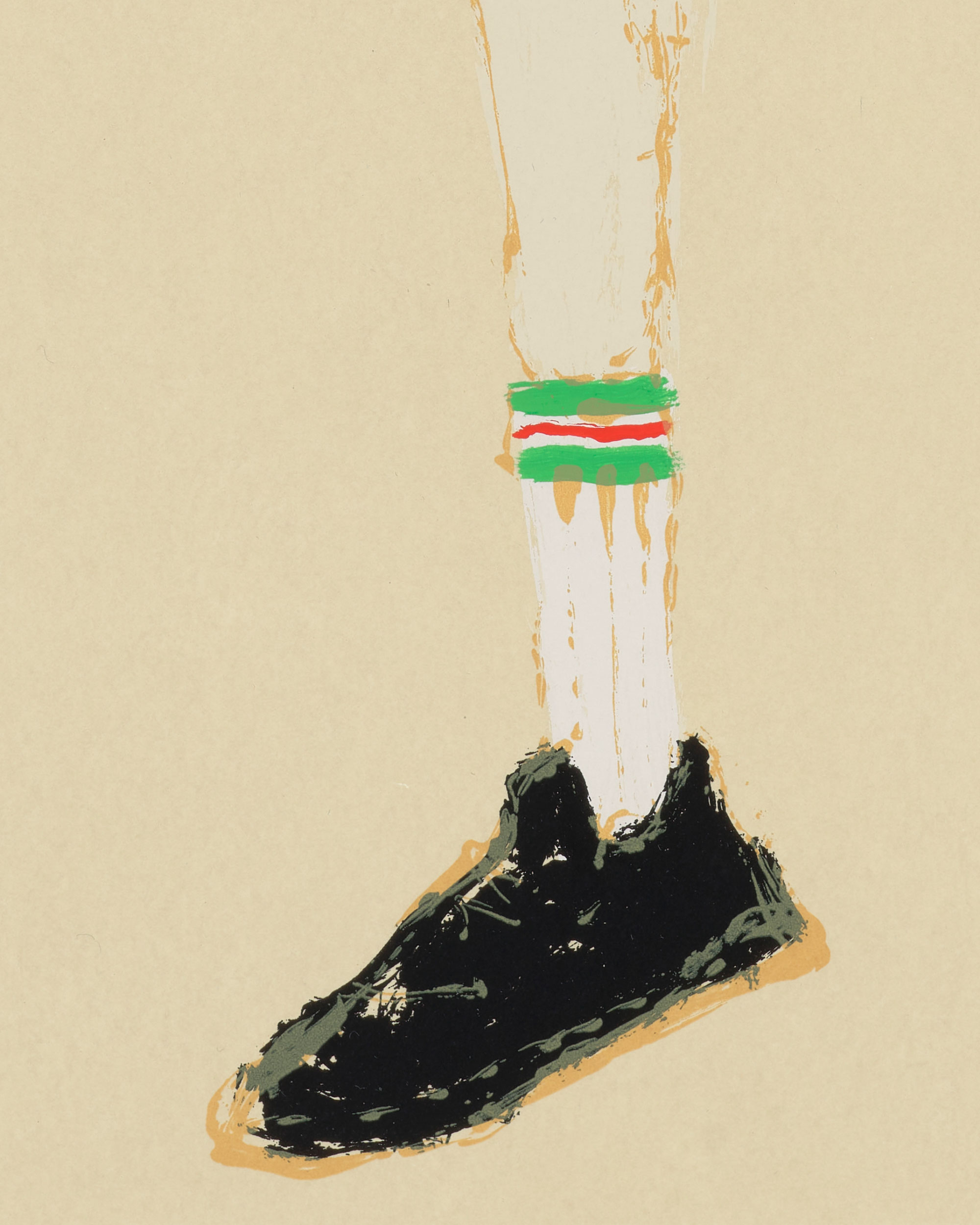 Kellen Hatanaka - Marathon 19 (detail), 30.5" x 17", silkscreen print with hand-painted embellishments, 2026