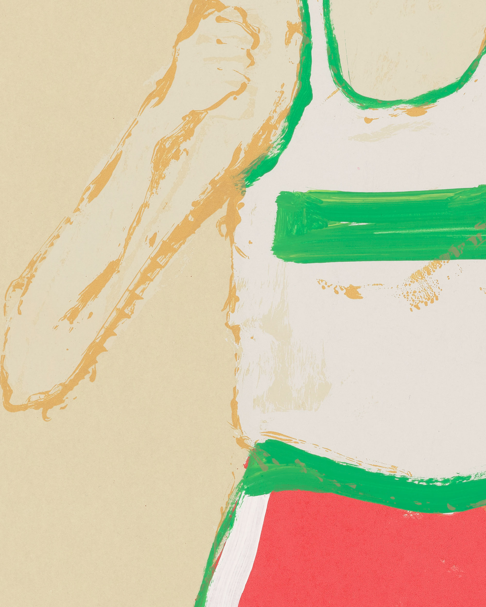 Kellen Hatanaka - Marathon 19 (detail), 30.5" x 17", silkscreen print with hand-painted embellishments, 2026
