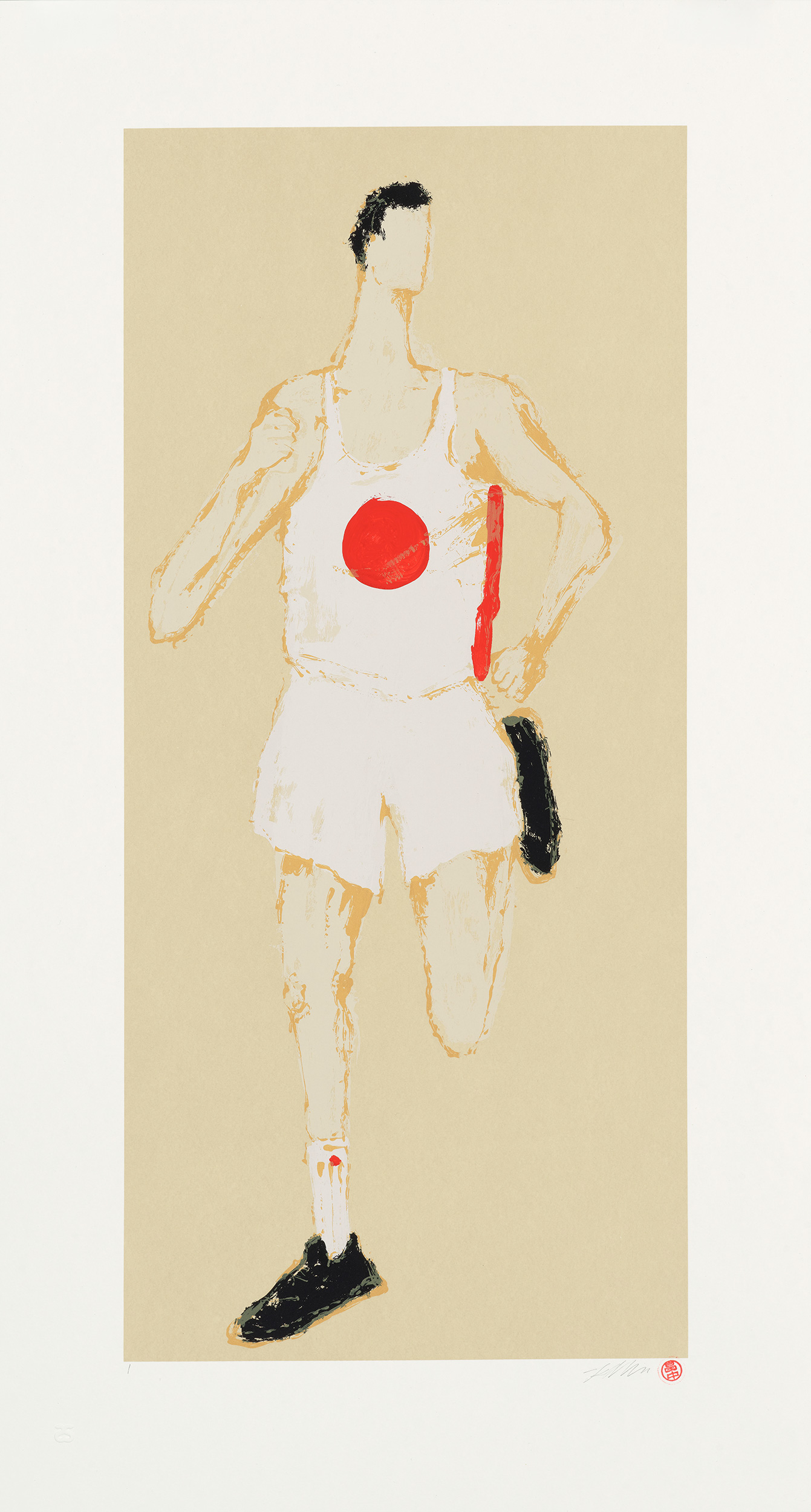 Kellen Hatanaka - Marathon 1, 30.5" x 17", silkscreen print with hand-painted embellishments, 2026