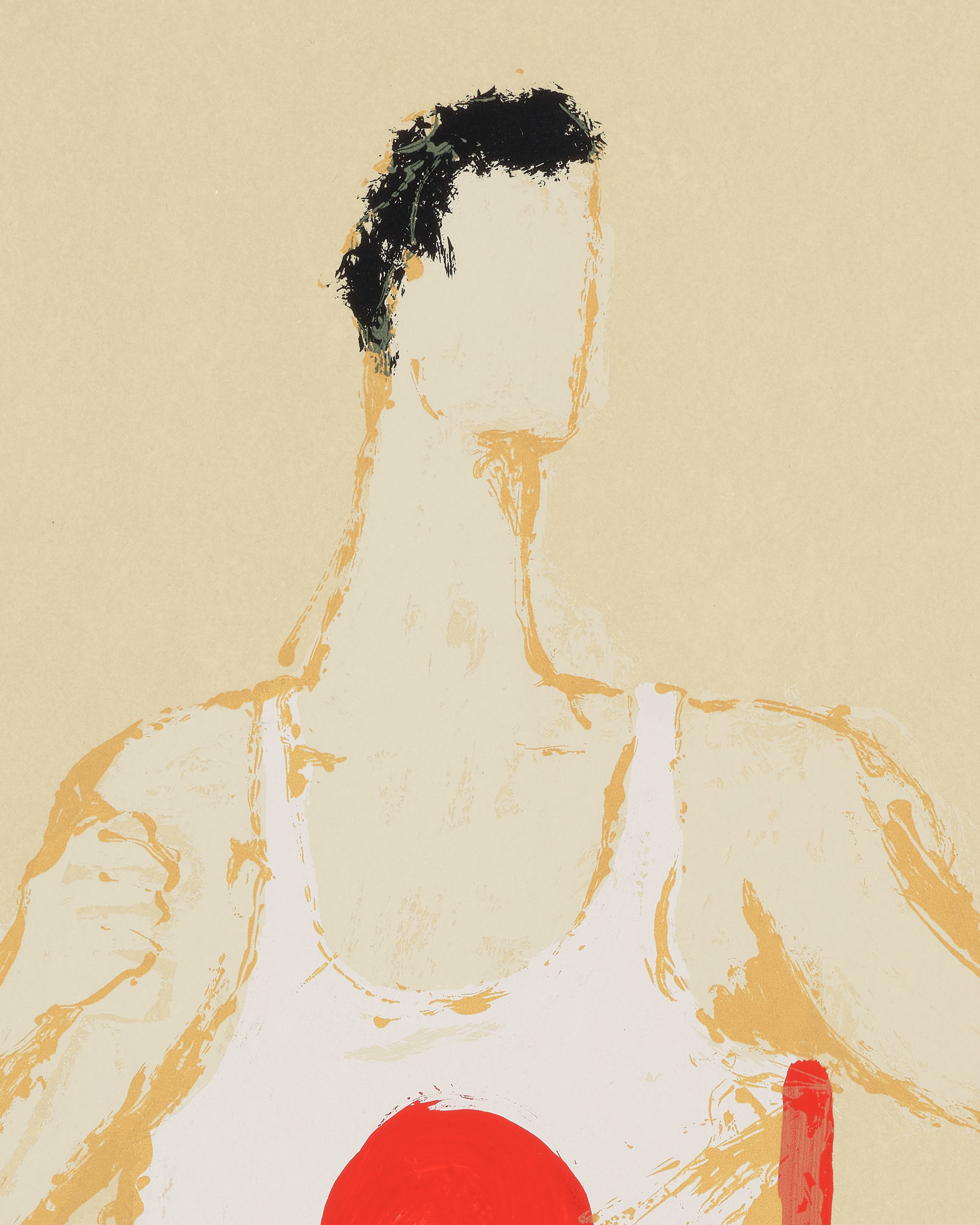 Kellen Hatanaka - Marathon 1 (detail), 30.5" x 17", silkscreen print with hand-painted embellishments, 2026