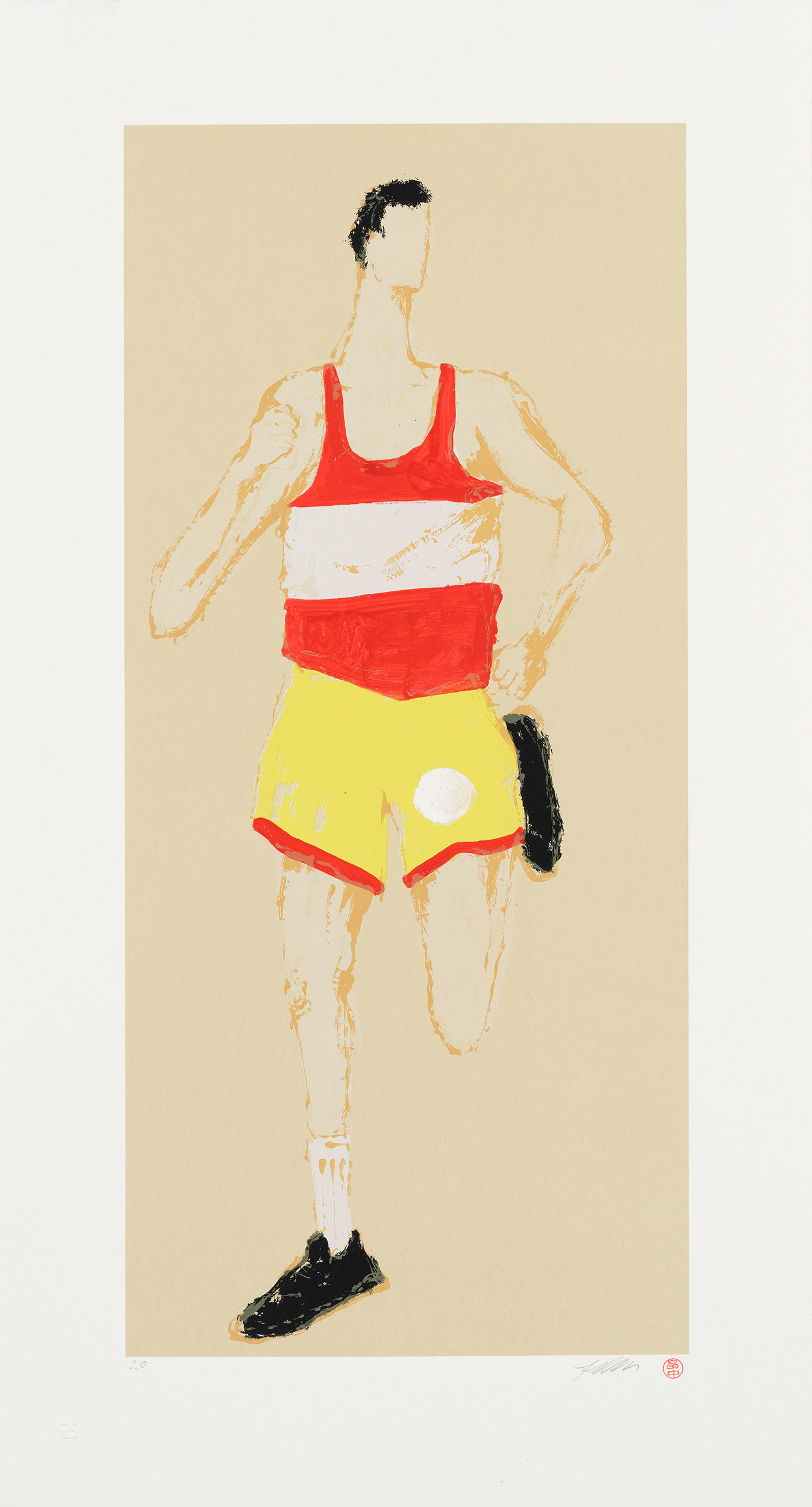 Kellen Hatanaka - Marathon 20, 30.5" x 17", silkscreen print with hand-painted embellishments, 2026