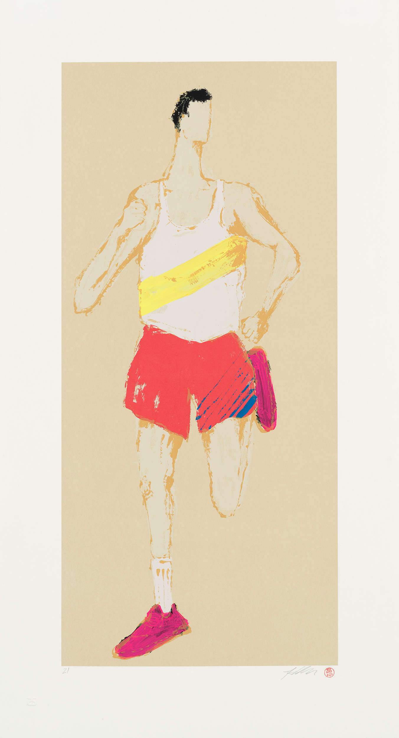 Kellen Hatanaka - Marathon 21, 30.5" x 17", silkscreen print with hand-painted embellishments, 2026