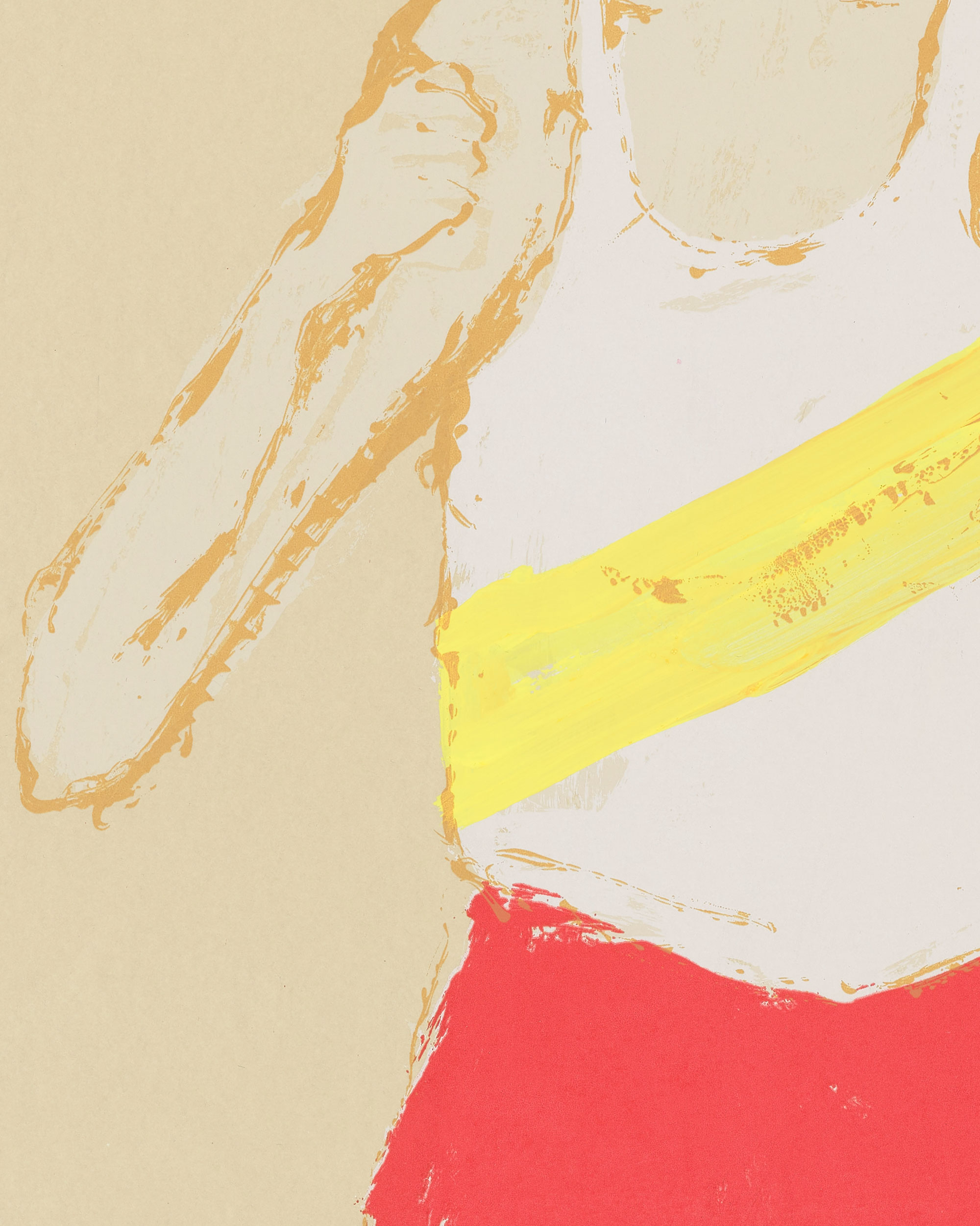 Kellen Hatanaka - Marathon 21 (detail), 30.5" x 17", silkscreen print with hand-painted embellishments, 2026