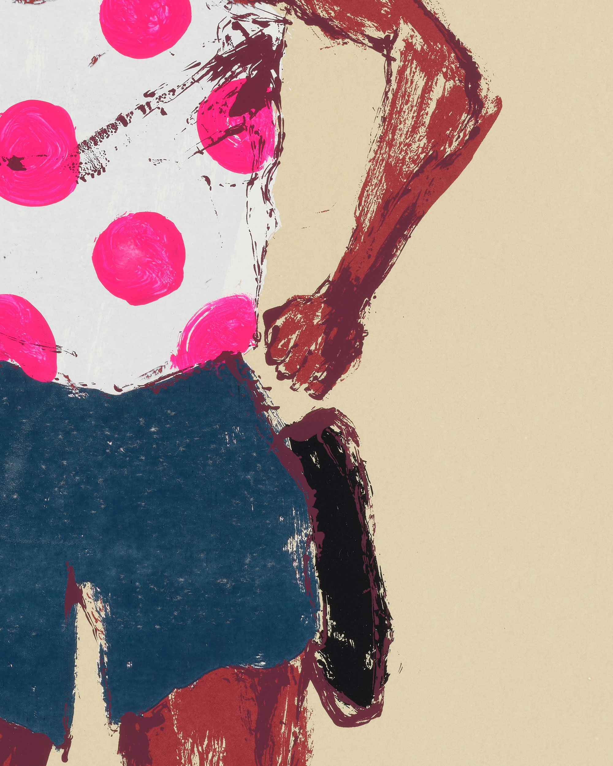 Kellen Hatanaka - Marathon 26 (detail), 30.5" x 17", silkscreen print with hand-painted embellishments, 2026