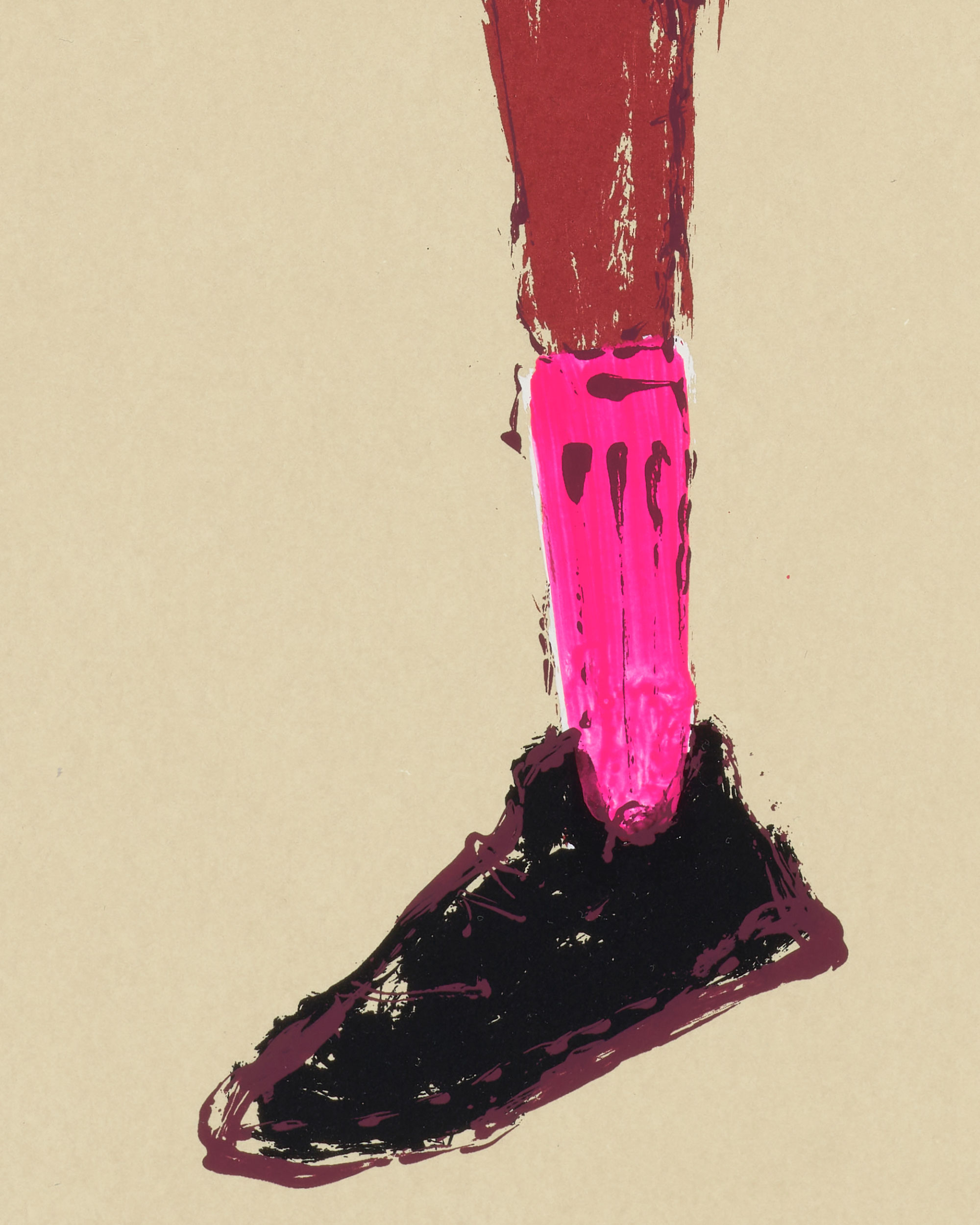 Kellen Hatanaka - Marathon 26 (detail), 30.5" x 17", silkscreen print with hand-painted embellishments, 2026