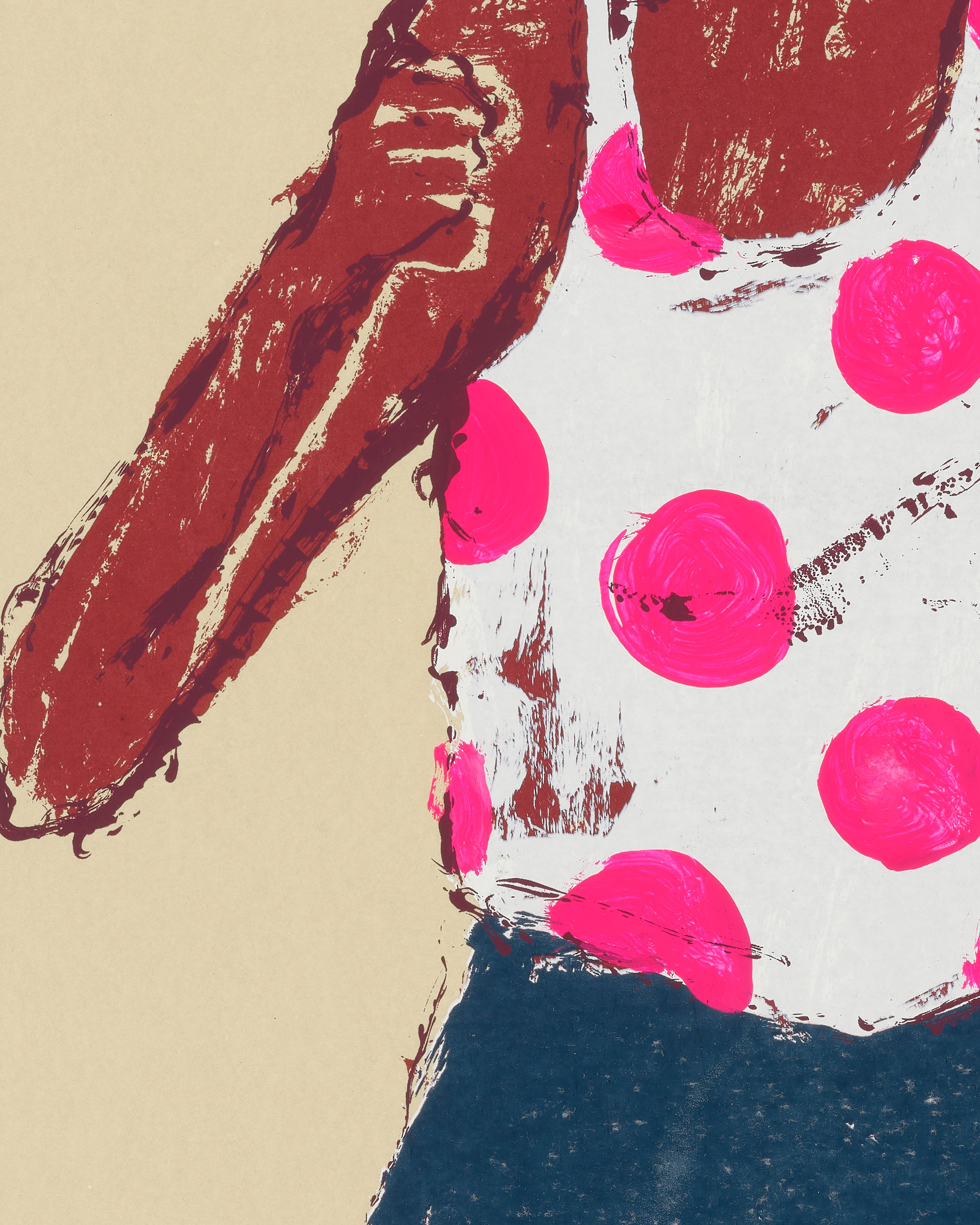Kellen Hatanaka - Marathon 26 (detail), 30.5" x 17", silkscreen print with hand-painted embellishments, 2026