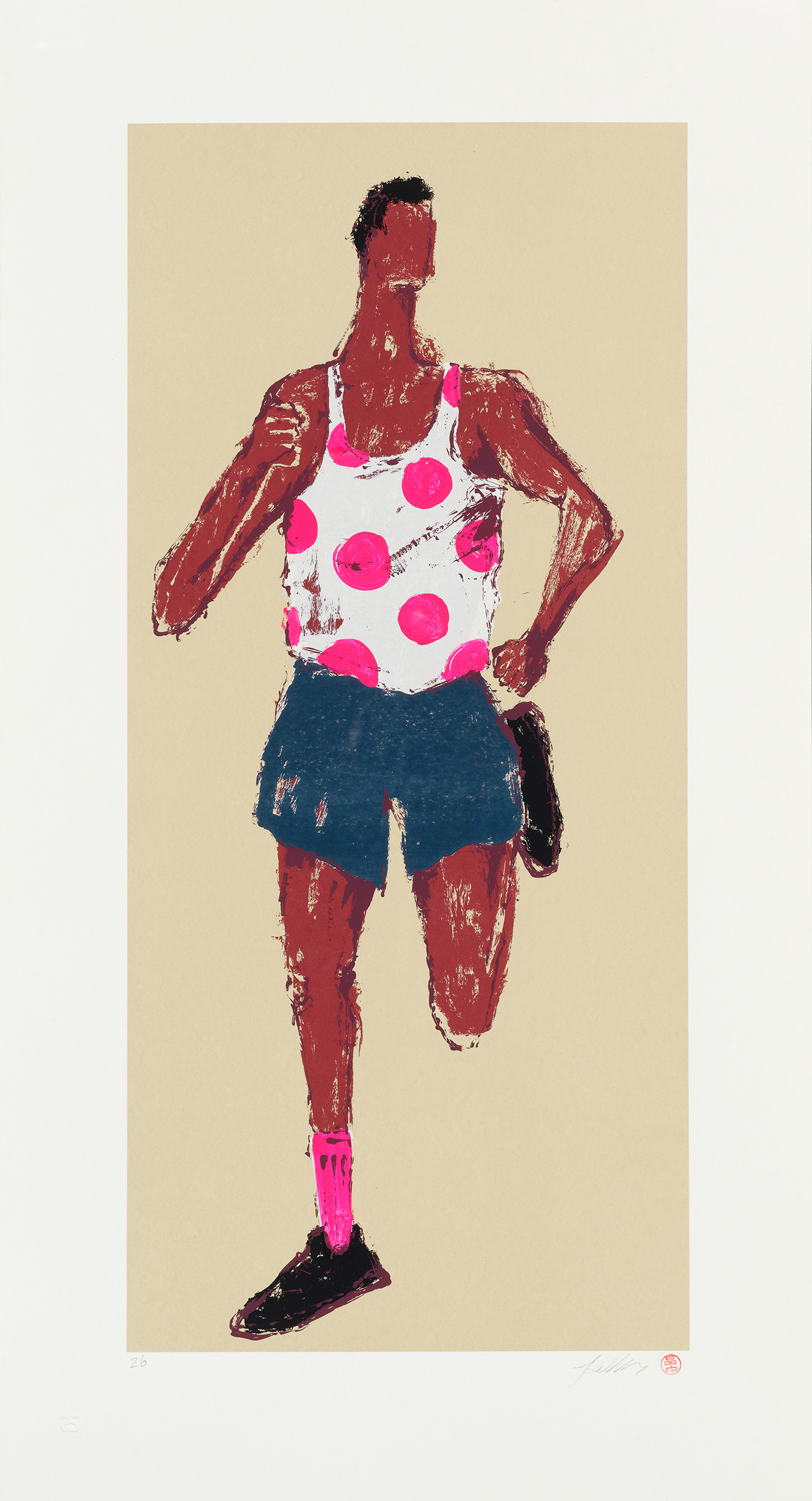 Kellen Hatanaka - Marathon 26, 30.5" x 17", silkscreen print with hand-painted embellishments, 2026