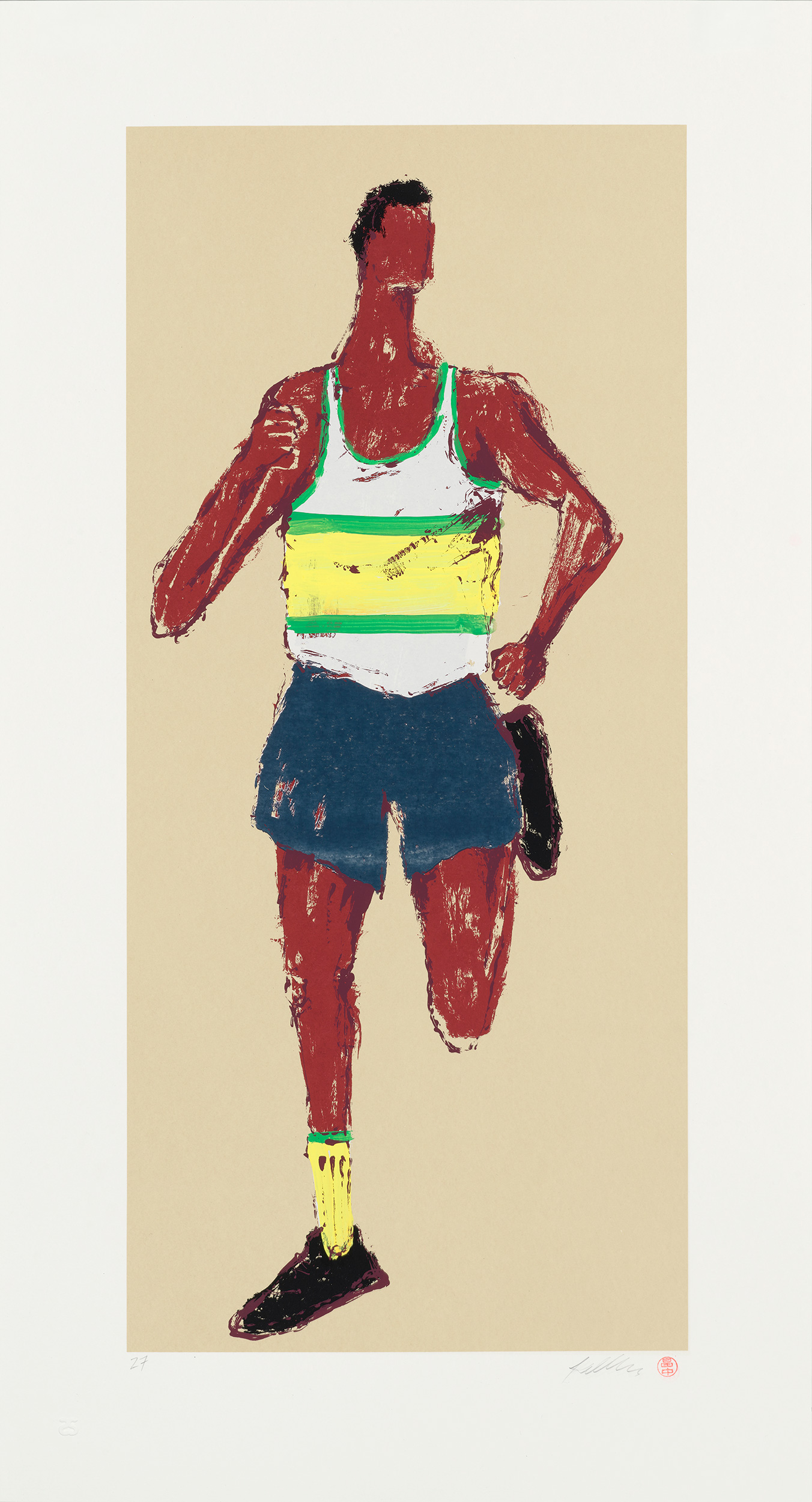 Kellen Hatanaka - Marathon 27, 30.5" x 17", silkscreen print with hand-painted embellishments, 2026