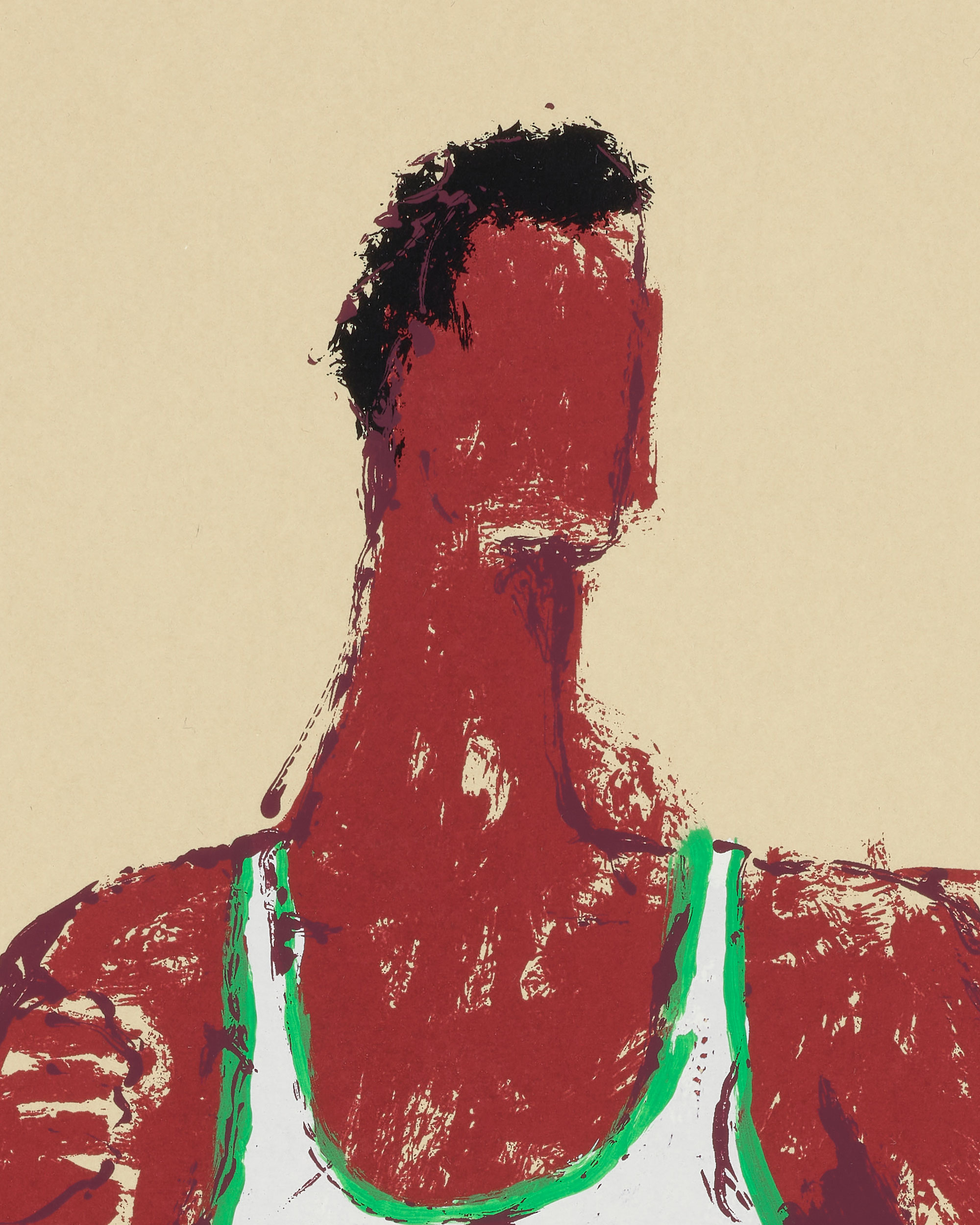 Kellen Hatanaka - Marathon 27 (detail), 30.5" x 17", silkscreen print with hand-painted embellishments, 2026